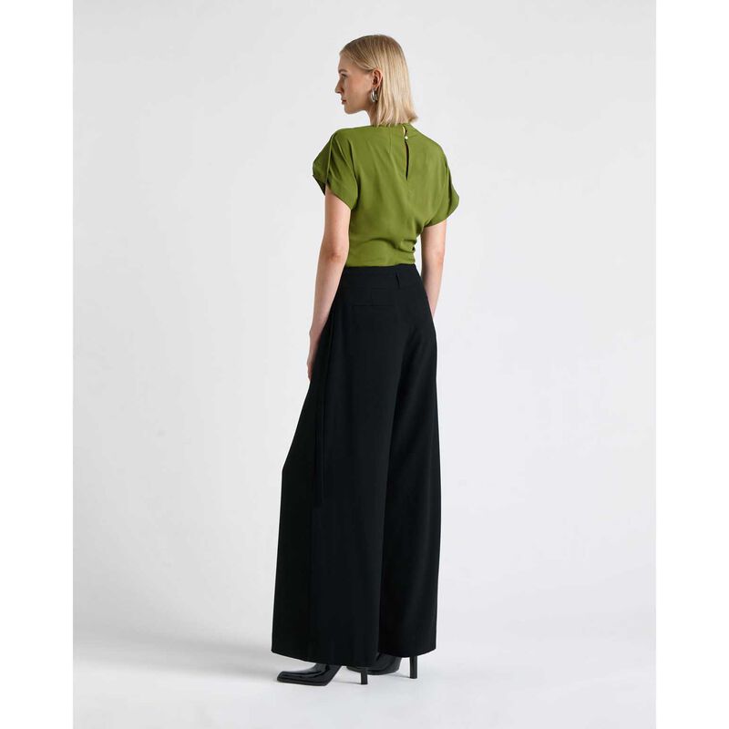 Cue Soft Viscose Draped Fold Neck Top image number 1